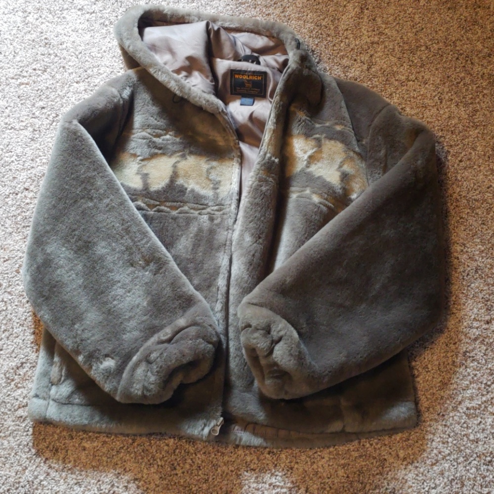 Woolrich Womens Tumbleweed Leaves Fur Coat Size Xl